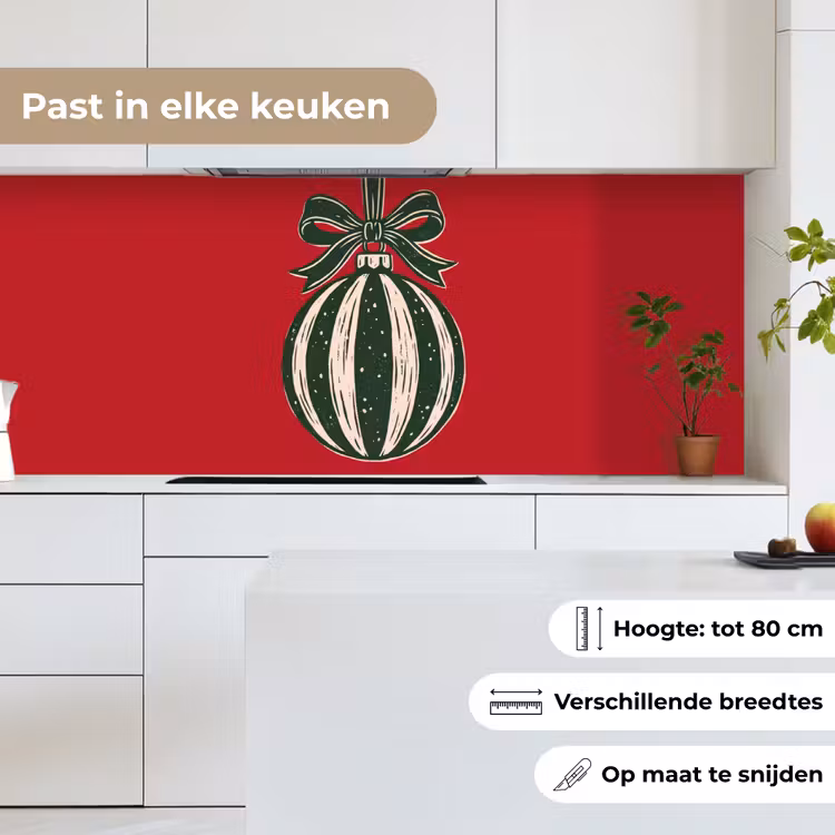 Keuken achterwand - Kerstbal - Kerst - Rood — 4