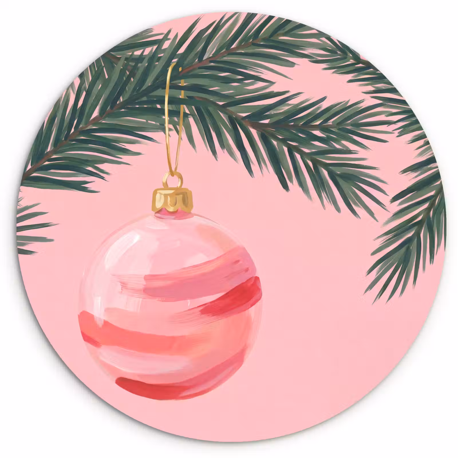 Muurcirkel - Kerstbal - Roze - Kerst — 1