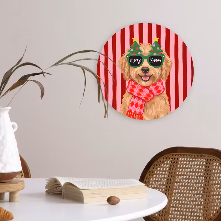 Muurcirkel - Hond - Kerst - Rood — 4