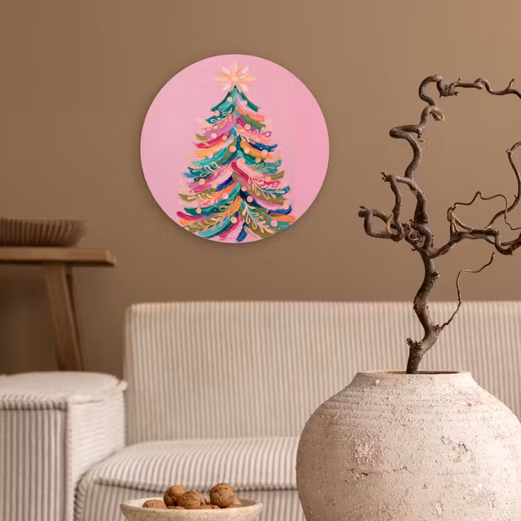 Muurcirkel - Kerstboom - Abstract - Kleurrijk — 2