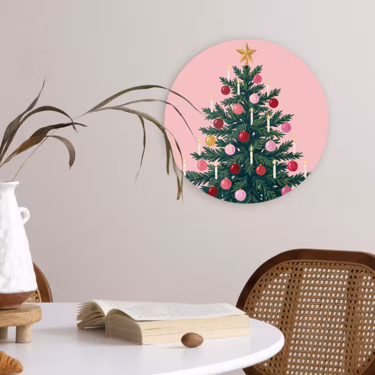 Muurcirkel - Kerstboom - Kerst - Roze — 4