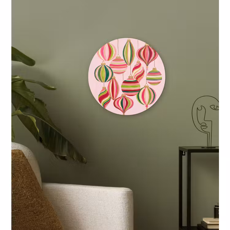 Muurcirkel - Kerstversiering - Gestreept - Roze — 3