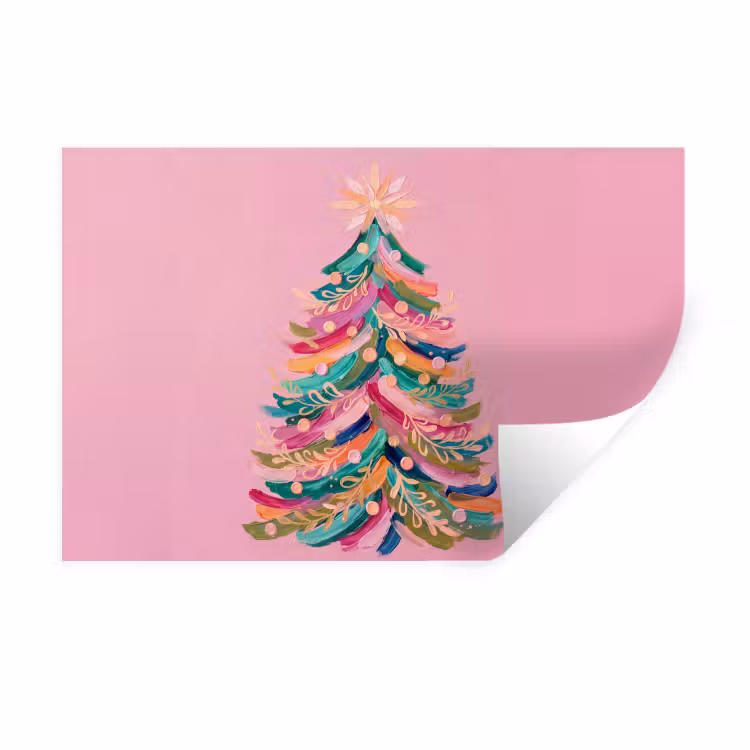 Muursticker - Kerstboom - Abstract - Kleurrijk