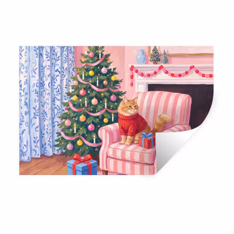 Muursticker - Kat - Kerst - Interieur — 1