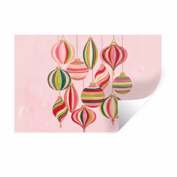 Muursticker - Kerstversiering - Gestreept - Roze