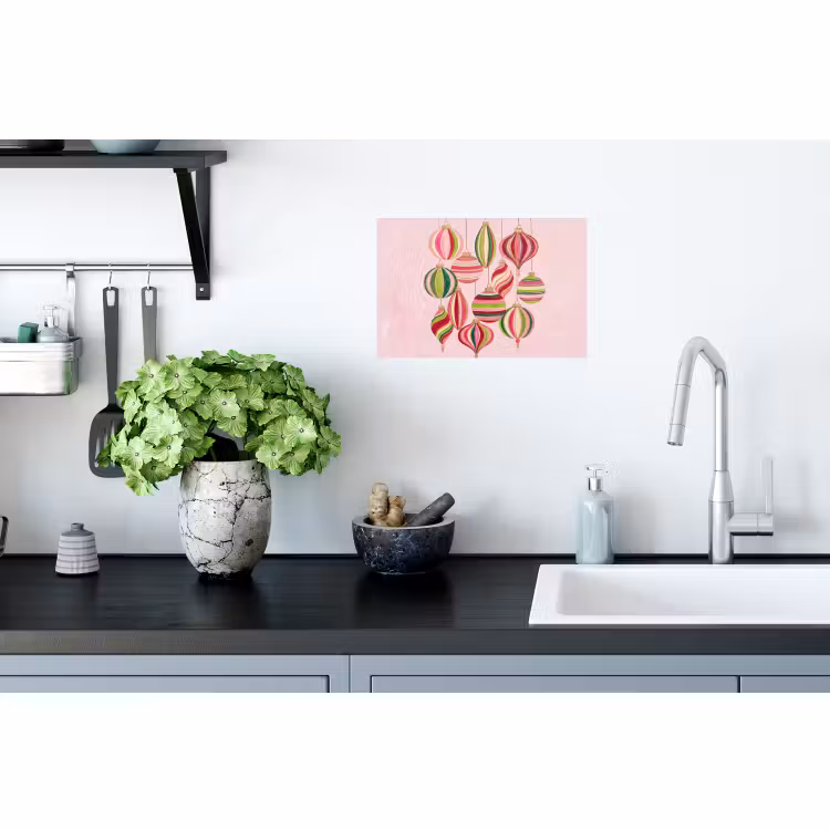 Muursticker - Kerstversiering - Gestreept - Roze — 2