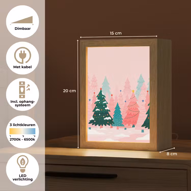 Gepersonaliseerde Lightbox - Kerstbomen - Illustratie - Roze — 7