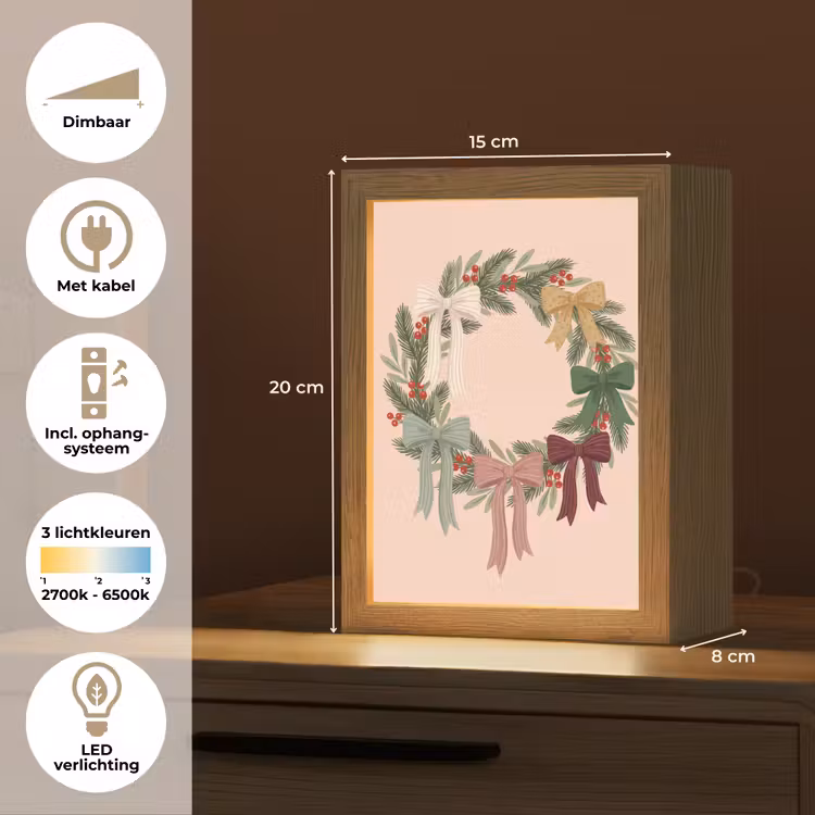 Gepersonaliseerde Lightbox - Kerstkrans - Strikken - Kerst — 7