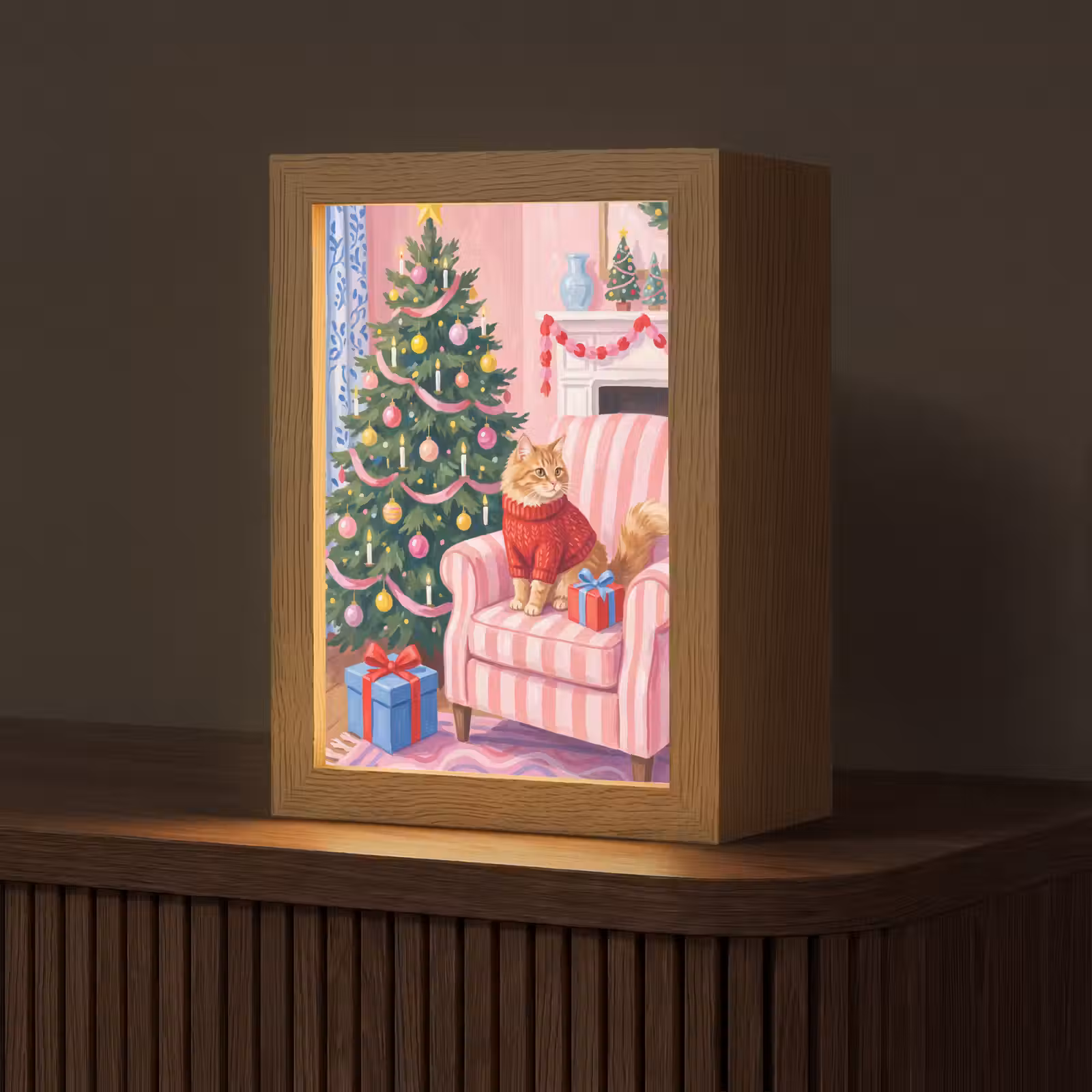 Gepersonaliseerde Lightbox - Kat - Kerst - Interieur — 1