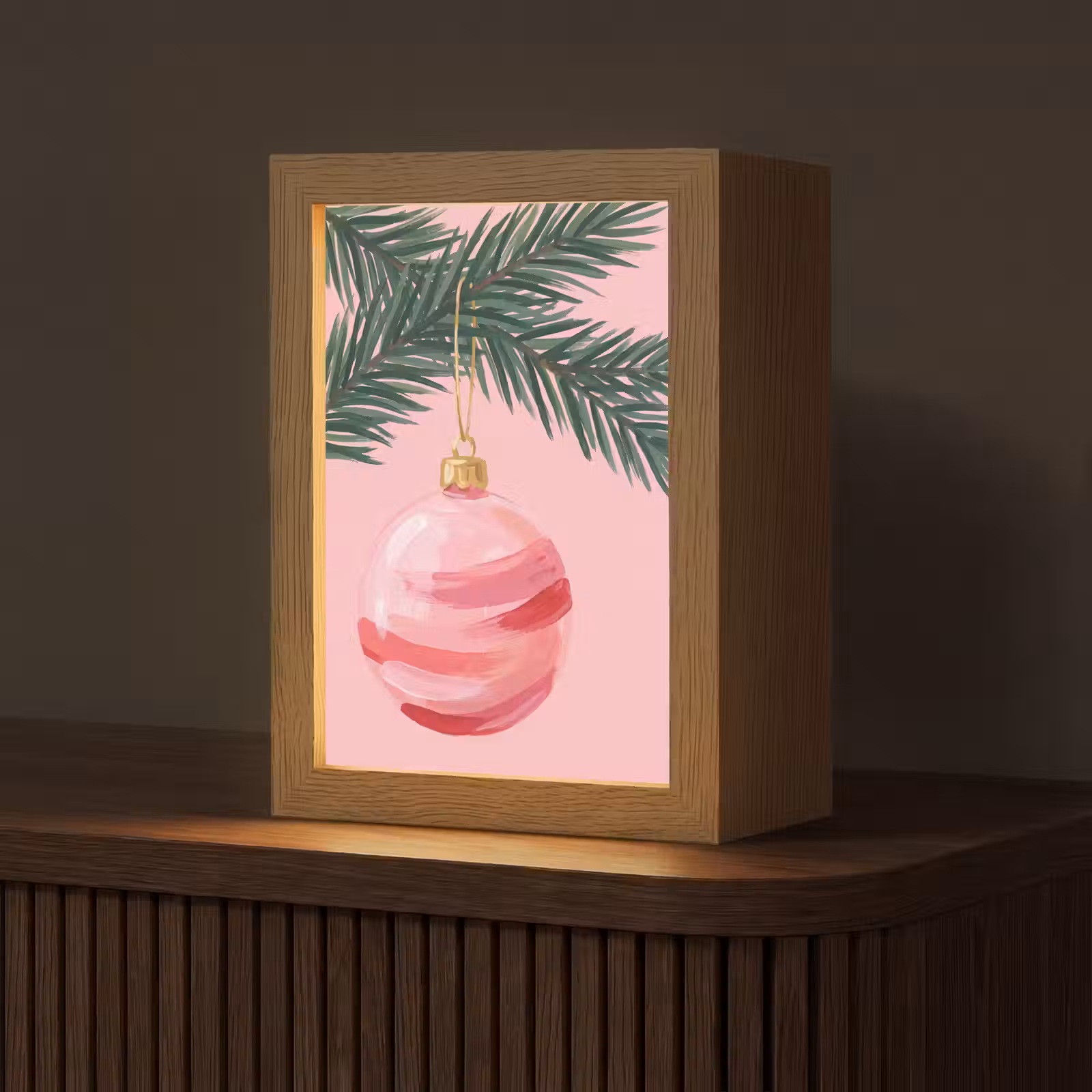 Gepersonaliseerde Lightbox - Kerstbal - Roze - Kerst — 1