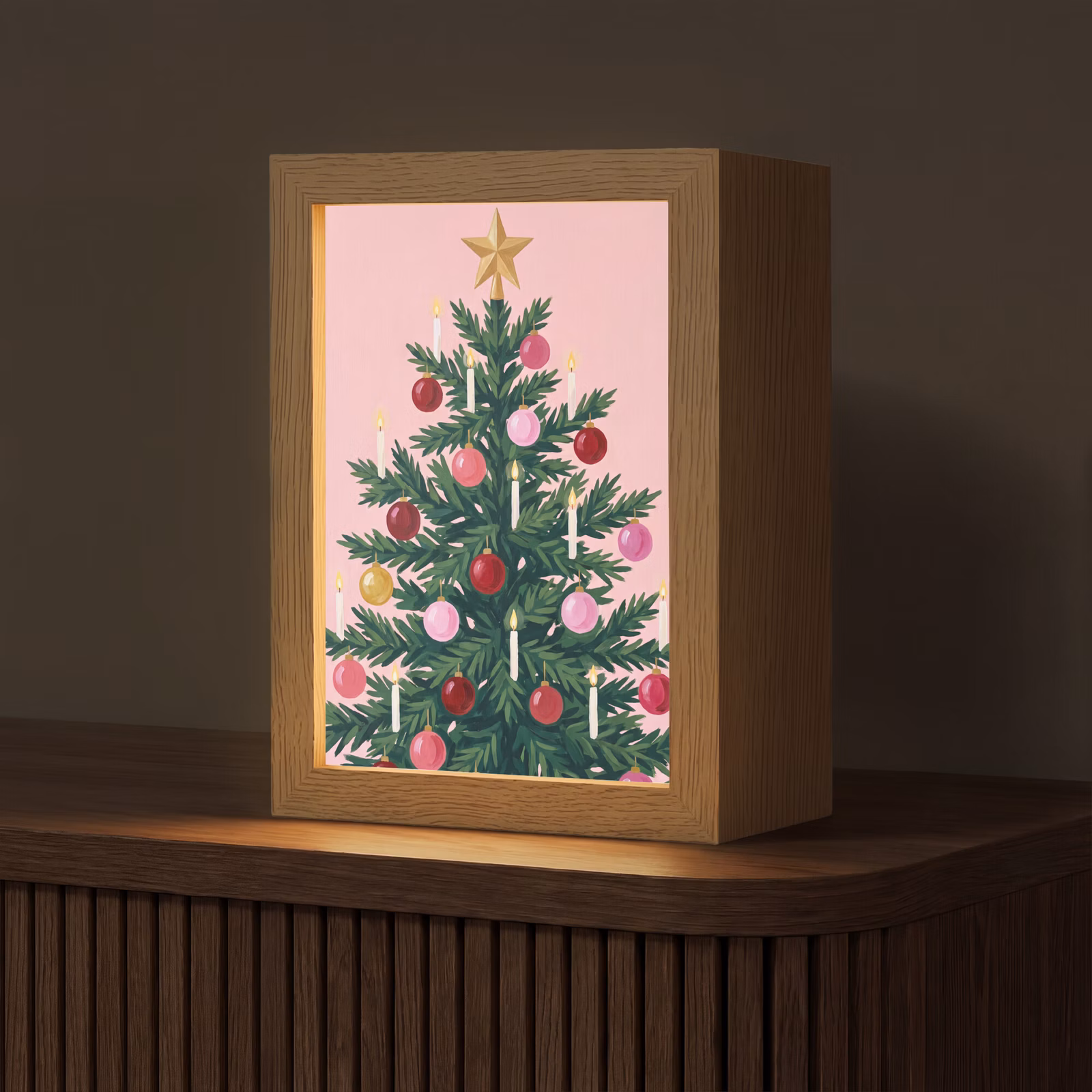 Gepersonaliseerde Lightbox - Kerstboom - Kerst - Roze — 1