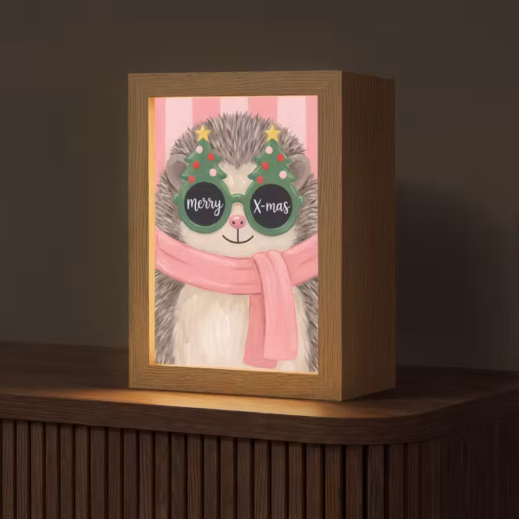 Gepersonaliseerde Lightbox - Egel - Kerst - Illustratie