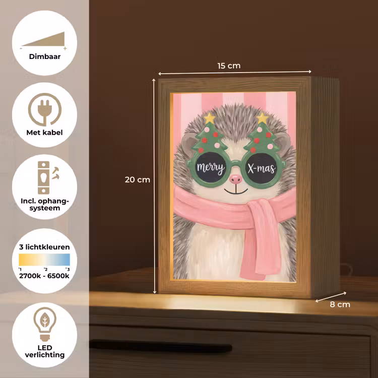 Gepersonaliseerde Lightbox - Egel - Kerst - Illustratie — 7