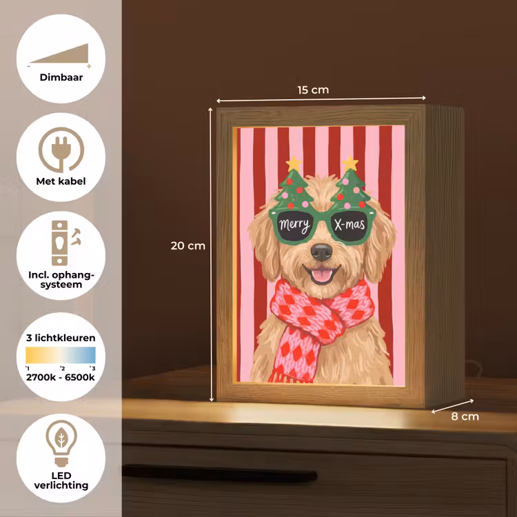 Gepersonaliseerde Lightbox - Hond - Kerst - Rood — 7