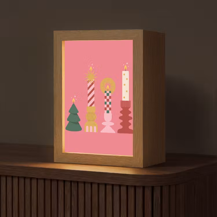 Gepersonaliseerde Lightbox - Kaarsen - Feest - Roze — 1