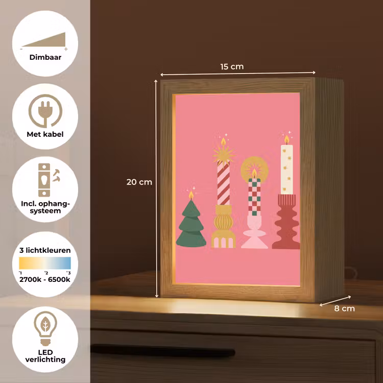 Gepersonaliseerde Lightbox - Kaarsen - Feest - Roze — 7