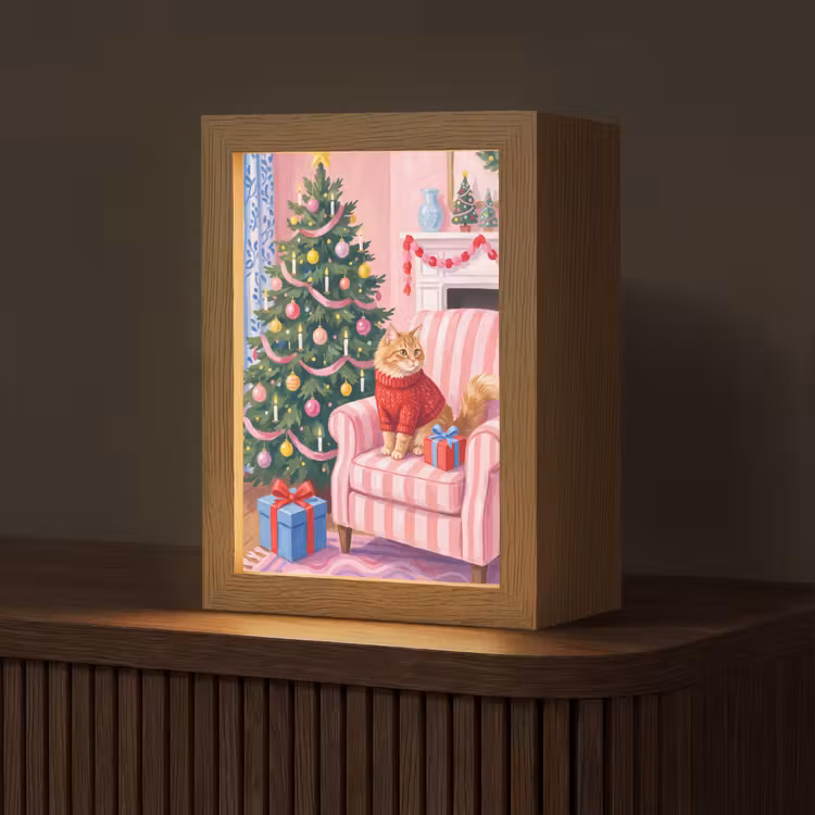 Gepersonaliseerde Lightbox - Kat - Kerst - Interieur
