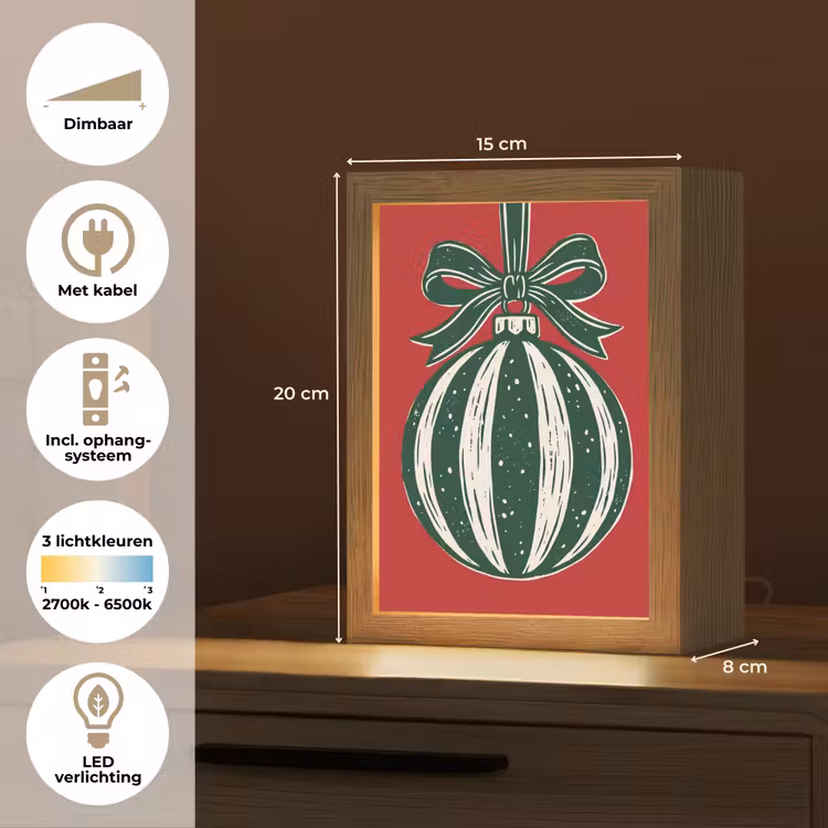 Gepersonaliseerde Lightbox - Kerstbal - Kerst - Rood — 7