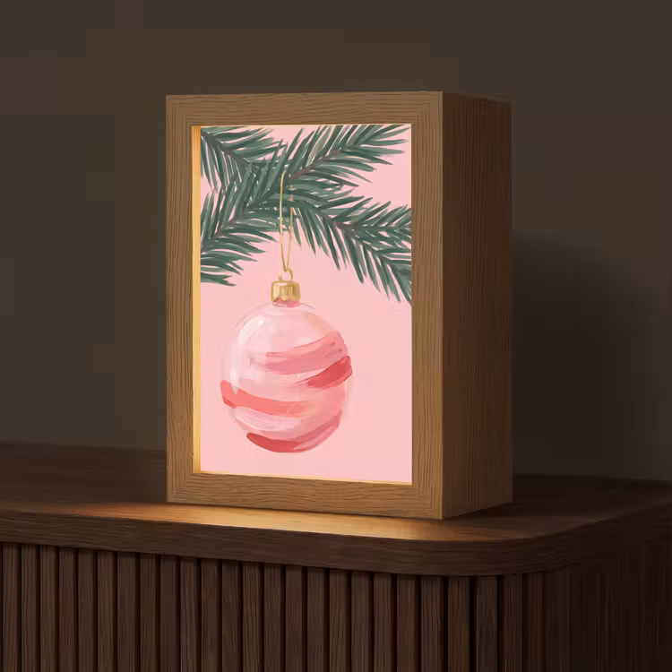 Gepersonaliseerde Lightbox - Kerstbal - Roze - Kerst