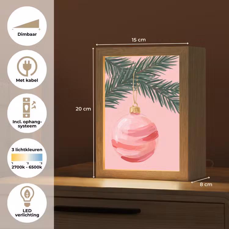 Gepersonaliseerde Lightbox - Kerstbal - Roze - Kerst — 7