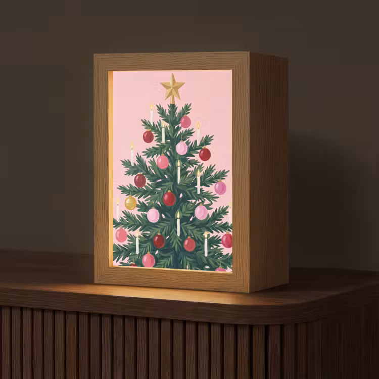 Gepersonaliseerde Lightbox - Kerstboom - Kerst - Roze — 1