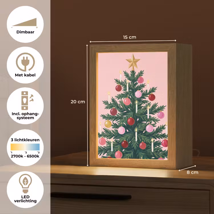 Gepersonaliseerde Lightbox - Kerstboom - Kerst - Roze — 7