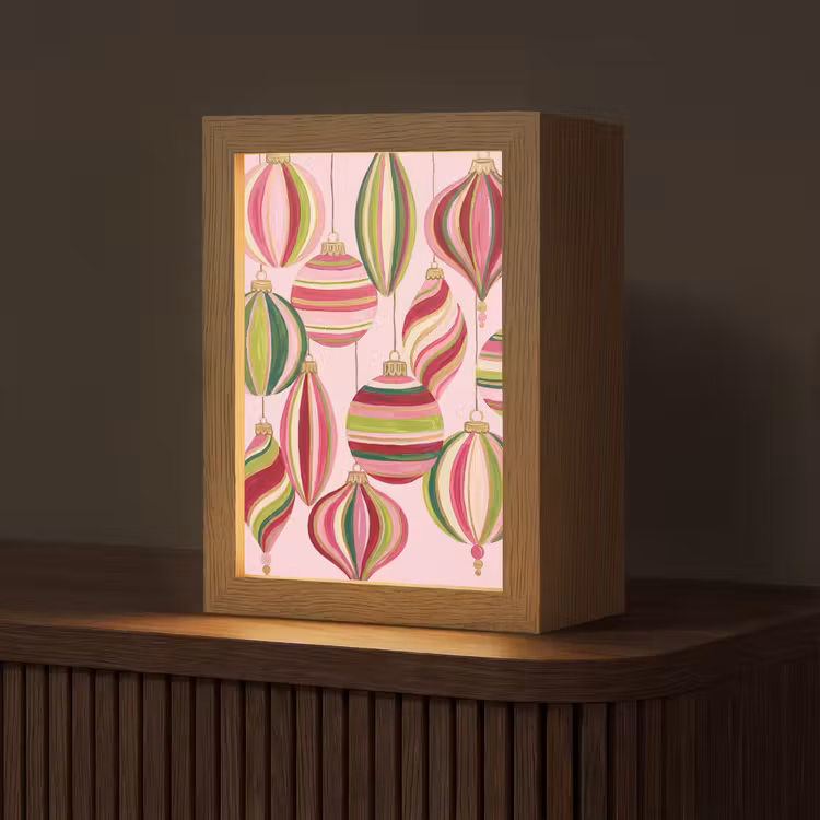 Gepersonaliseerde Lightbox - Kerstversiering - Gestreept - Roze