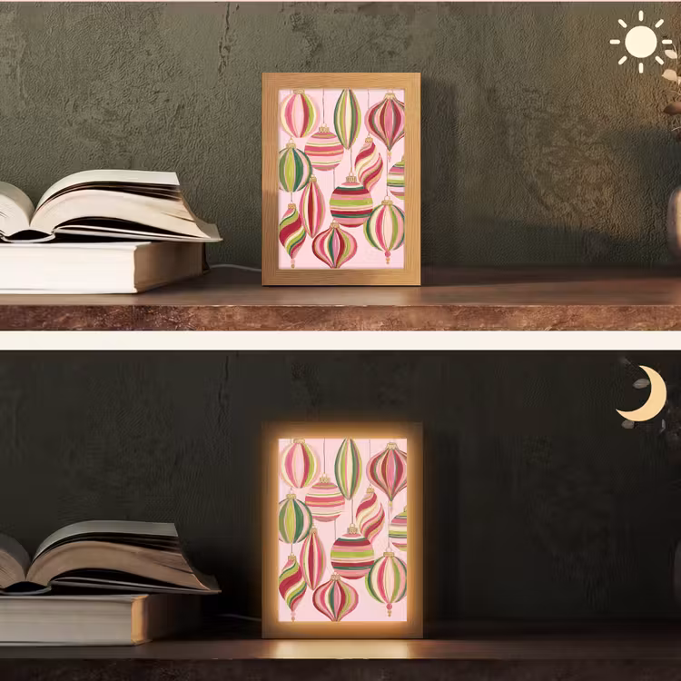 Gepersonaliseerde Lightbox - Kerstversiering - Gestreept - Roze — 5