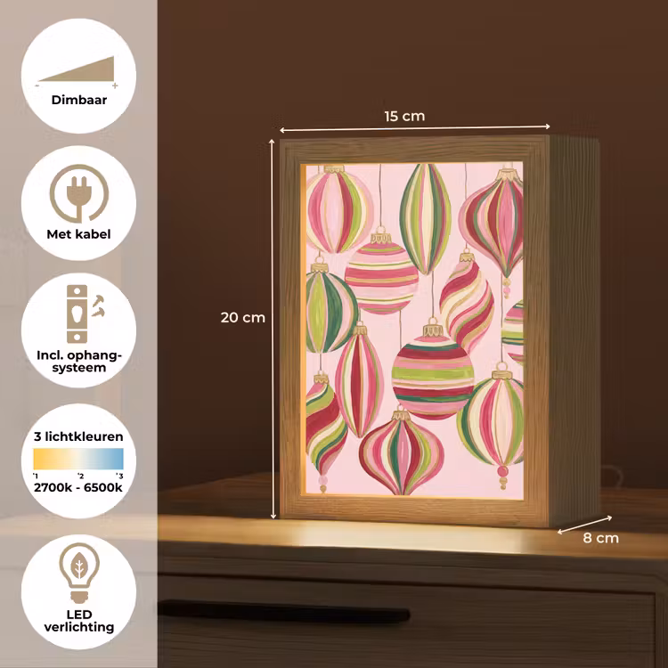 Gepersonaliseerde Lightbox - Kerstversiering - Gestreept - Roze — 7
