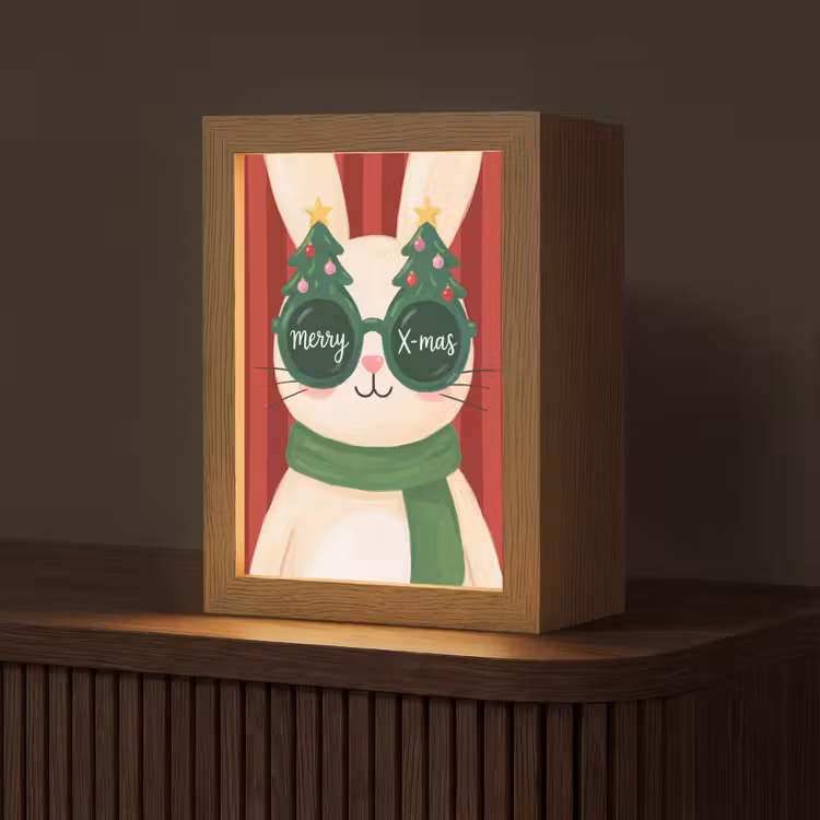 Gepersonaliseerde Lightbox - Konijn - Kerst - Dieren