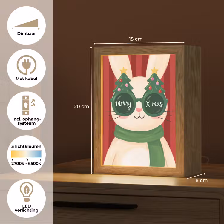 Gepersonaliseerde Lightbox - Konijn - Kerst - Dieren — 7