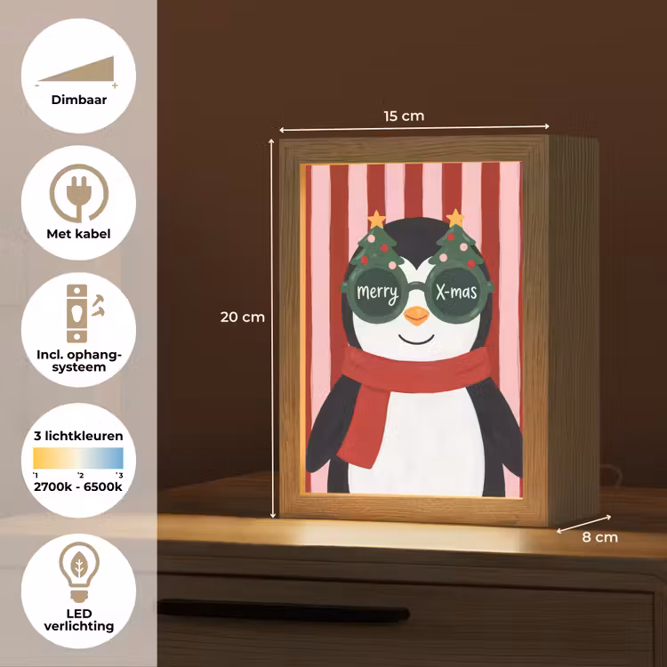Gepersonaliseerde Lightbox - Pinguïn - Kerst - Illustratie — 7