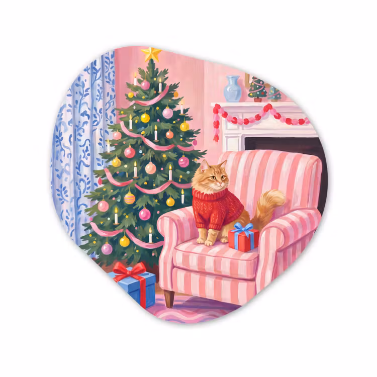 Organische schilderij - Aluminium - Kat - Kerst - Interieur
