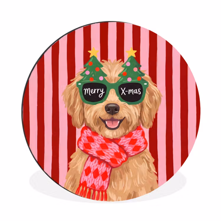 Wandcirkel - Aluminium - Hond - Kerst - Rood — 1