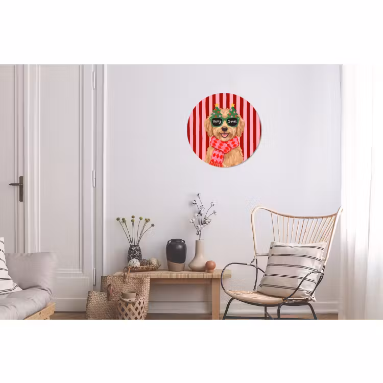 Wandcirkel - Aluminium - Hond - Kerst - Rood — 2