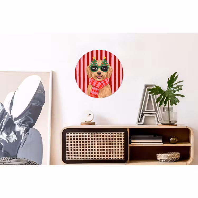 Wandcirkel - Aluminium - Hond - Kerst - Rood — 3