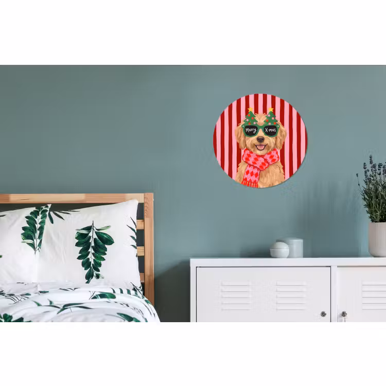 Wandcirkel - Aluminium - Hond - Kerst - Rood — 4