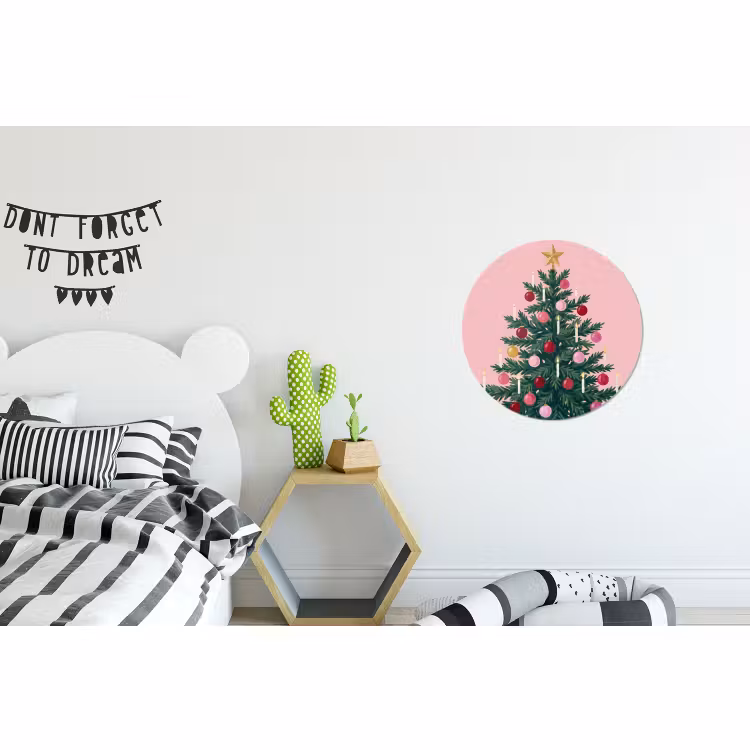 Wandcirkel - Aluminium - Kerstboom - Kerst - Roze — 5