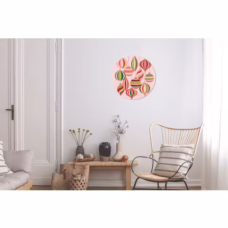 Wandcirkel - Aluminium - Kerstversiering - Gestreept - Roze — 2