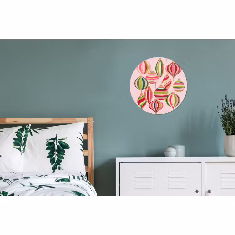 Wandcirkel - Aluminium - Kerstversiering - Gestreept - Roze — 4
