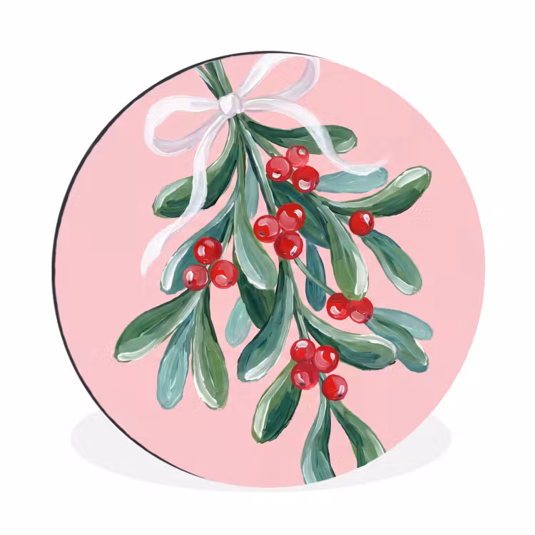 Wandcirkel - Aluminium - Plant - Kerst - Roze — 1