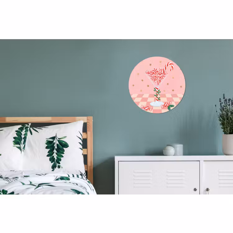Wandcirkel - Aluminium - Snoep - Glas - Roze — 4