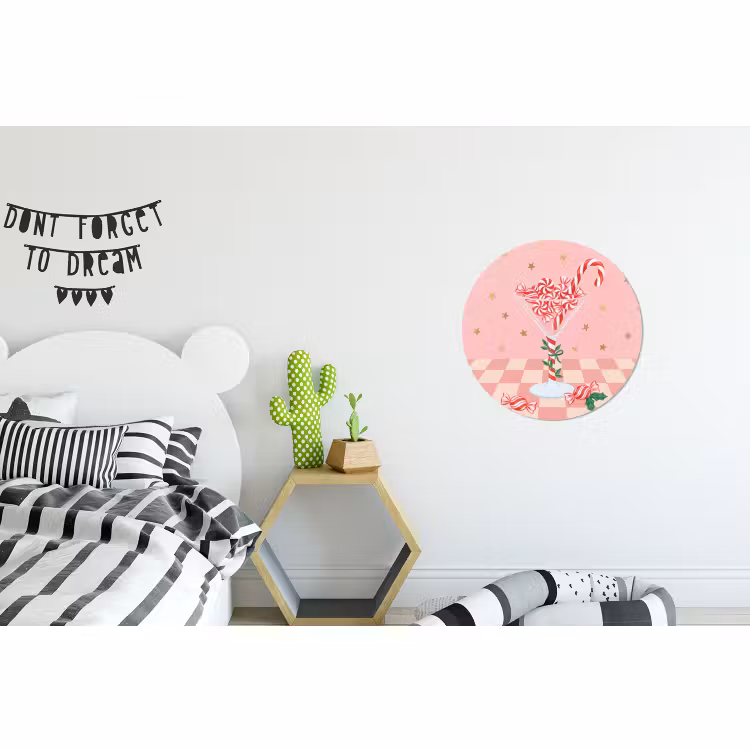 Wandcirkel - Aluminium - Snoep - Glas - Roze — 5