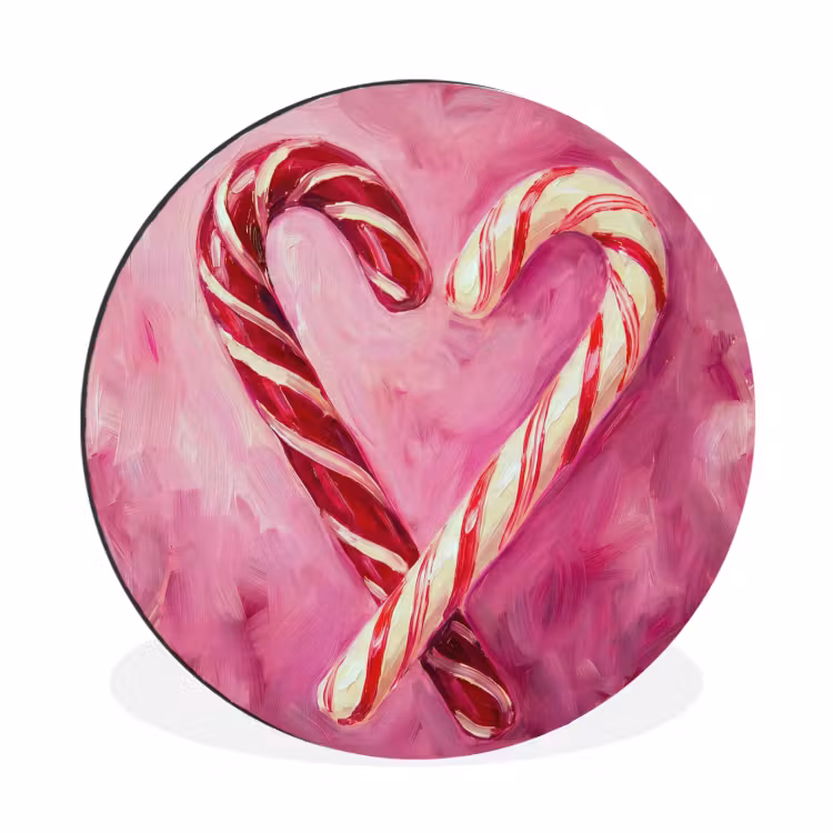 Wandcirkel - Aluminium - Snoep - Hart - Roze