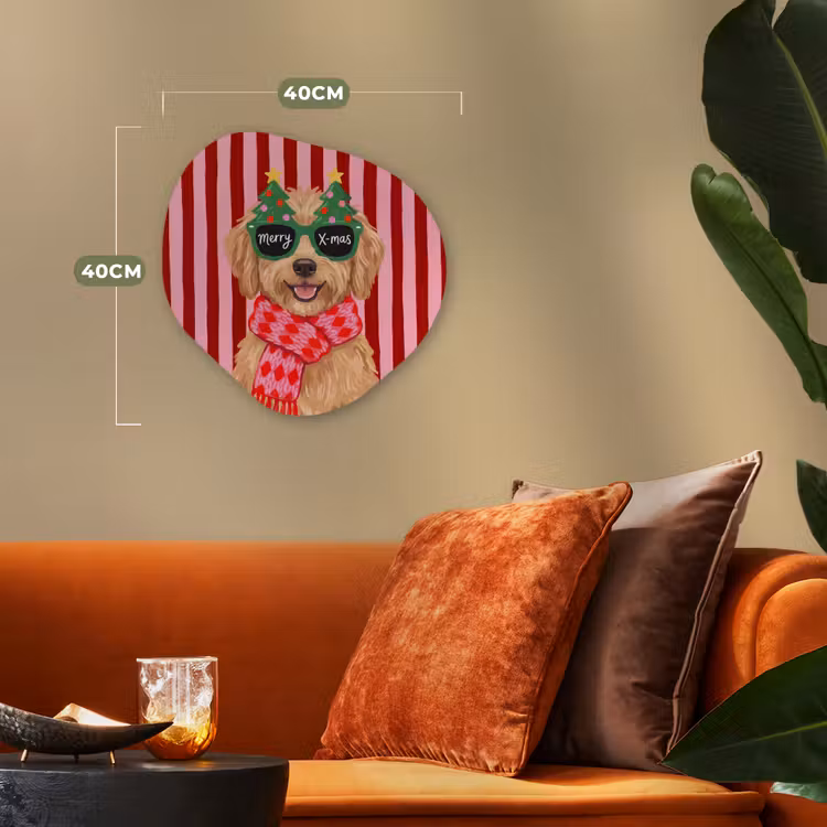 Organisch schilderij - Forex - Hond - Kerst - Rood — 4