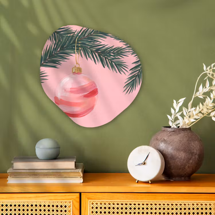 Organisch schilderij - Forex - Kerstbal - Roze - Kerst — 2