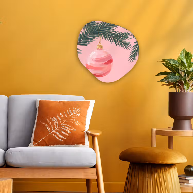 Organisch schilderij - Forex - Kerstbal - Roze - Kerst — 3