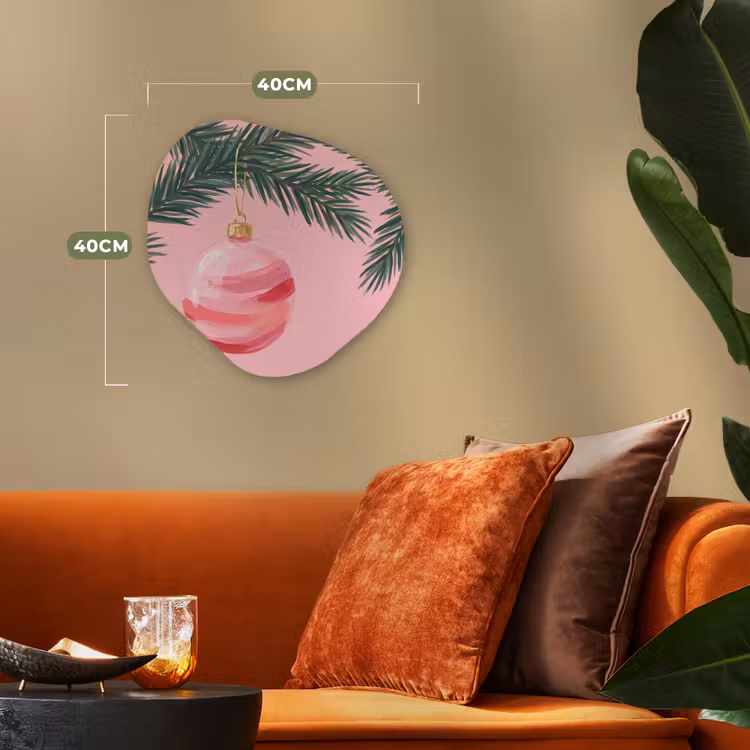 Organisch schilderij - Forex - Kerstbal - Roze - Kerst — 4