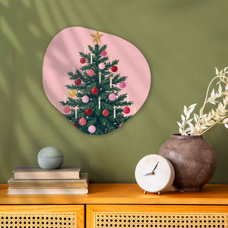 Organisch schilderij - Forex - Kerstboom - Kerst - Roze — 2
