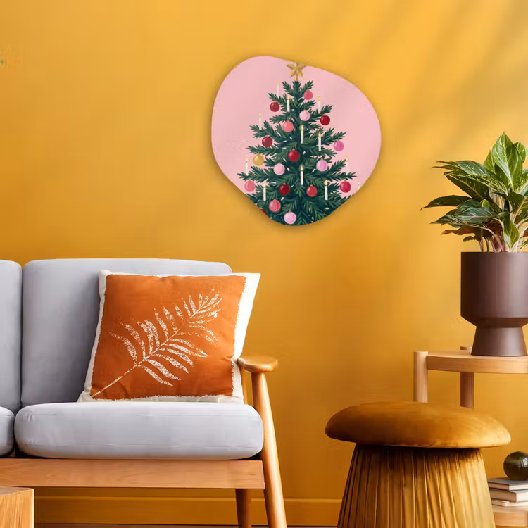 Organisch schilderij - Forex - Kerstboom - Kerst - Roze — 3